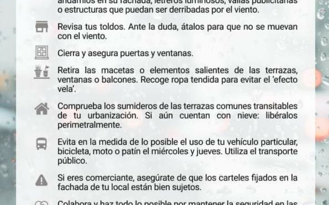 Recomendaciones de seguridad para los próximos días de lluvias.