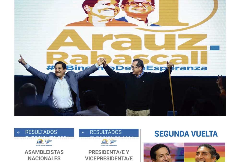 Arauz gana las elecciones en Ecuador y hay empate técnico en el segundo puesto